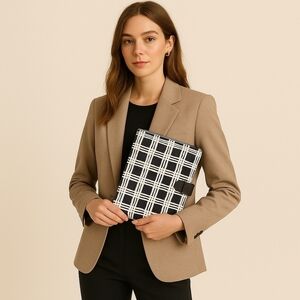 Coach Bleeker iPad Folio Case – Black Multi Painted Plaid Print - NWT